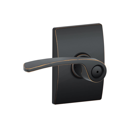 Schlage Residential F40 Merano Privacy Lever Lock With Century Trim Function, Decorative, Aged Bronze