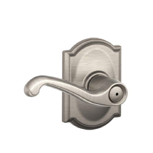 Schlage Residential F40 Flair Privacy Lever Lock With Camelot Trim Function, Decorative, Satin Nickel