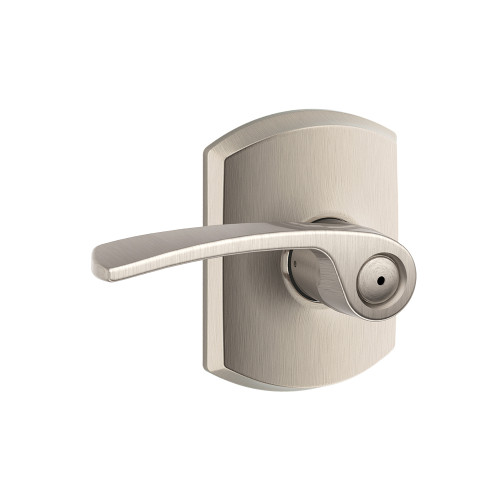Schlage Residential F40 Merano Privacy Lever Lock With Greenwich Trim Function, Decorative, Satin Nickel