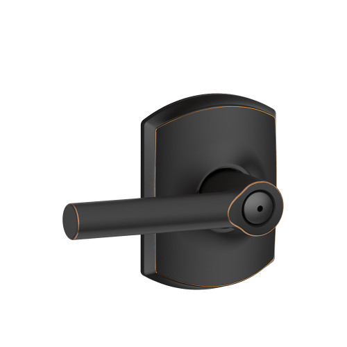Schlage Residential F40 Broadway Privacy Lever Lock With Greenwich Trim Function, Decorative, Aged Bronze