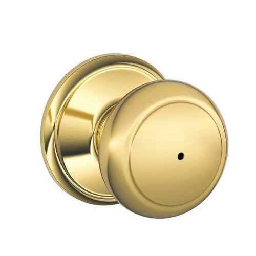 Schlage Residential F40 Andover Privacy Knob Lock Function, Bright Polished Brass