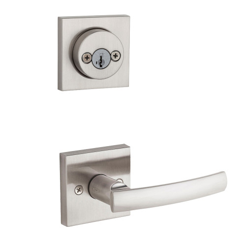 Kwikset Sydney Lever Interior Double Cylinder Handleset Trim With Square Rose Smartkey, Satin Nickel