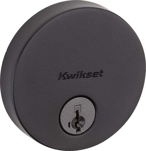 Kwikset Uptown Single Cylinder Deadbolt, -Round Rose, Smartkey, 6-Way Adjustable Latch, Round And Square Corner Strikes, Matte Black
