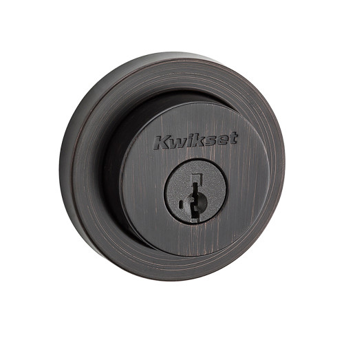Kwikset Milan Single Cylinder Deadbolt X Thumbturn, Round Rose, Smartkey, 6-Way Adjustable Latch, Round And Square Corner Strikes, Keyed Alike, Venetian Bronze