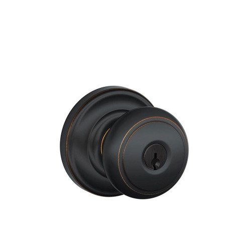 Schlage Residential F51A Andover Keyed Entry Knob Lock With Andover Trim Function, Decorative, Aged Bronze