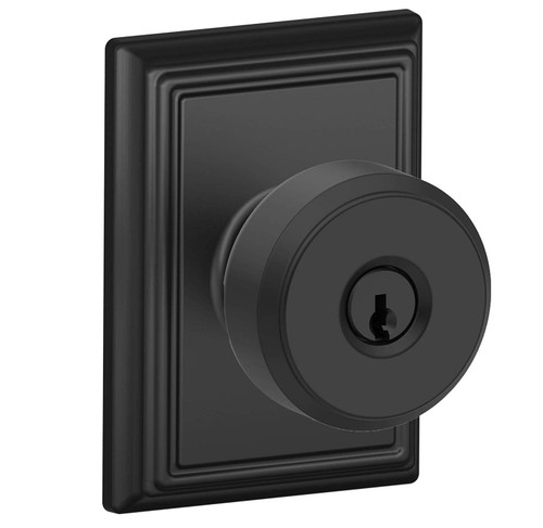 Schlage Residential F51A Bowery Keyed Entry Knob Lock With Addison Trim Function, Decorative, Matte Black