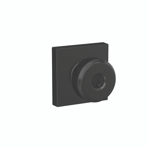 Schlage Residential F51A Bowery Keyed Entry Knob Lock With Collins Trim Function, Decorative, Matte Black