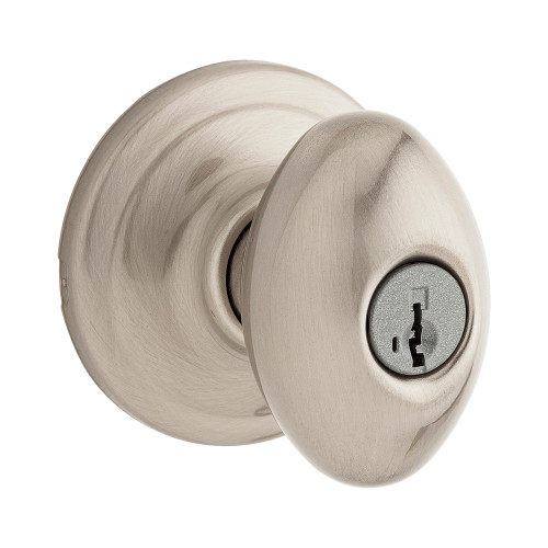 Kwikset Laurel Keyed Entry Knob Smartkey With 6-Way Adjustable Latch And Round Corner Strike, Satin Nickel