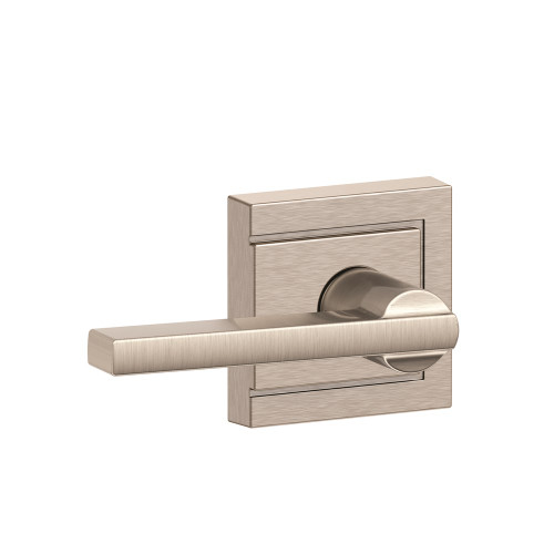 Schlage Residential F10 Latitude Passage Lever Lock With Upland Trim Function, Decorative, Satin Nickel