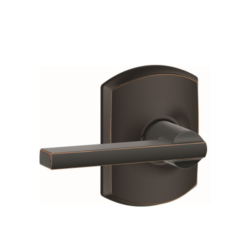 Schlage Residential F10 Latitude Passage Lever Lock With Greenwich Trim Function, Decorative, Aged Bronze