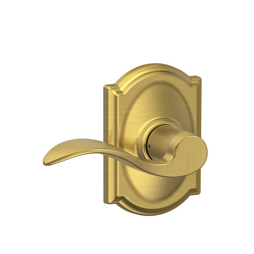Schlage Residential F10 Accent Passage Lever Lock With Camelot Trim Function, Decorative, Satin Brass