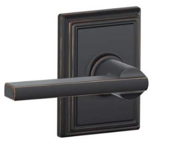 Schlage Residential F10 Latitude Passage Lever Lock With Addison Trim Function, Decorative, Aged Bronze