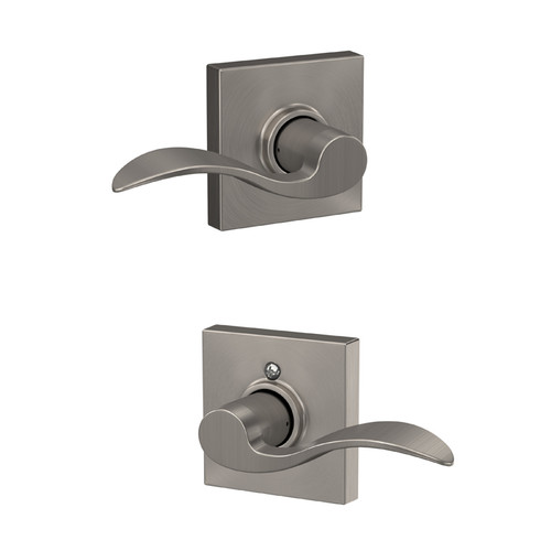 Schlage Residential F10 Accent Passage Lever Lock With Collins Trim Function, Decorative, Satin Nickel