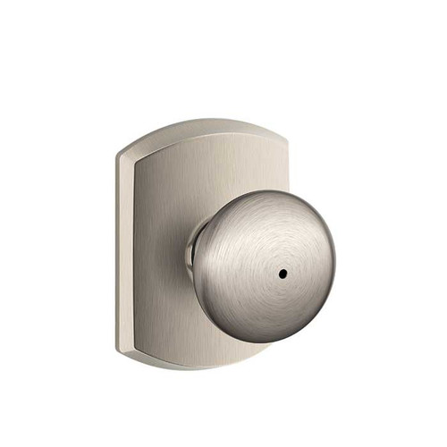 Schlage Residential F40 Plymouth Privacy Knob Lock With Greenwich Trim Function, Decorative, Satin Nickel