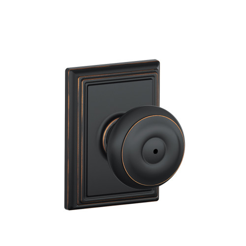 Schlage Residential F40 Georgian Privacy Knob Lock With Addison Trim Function, Decorative, Aged Bronze
