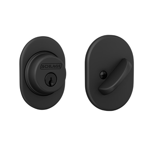 Schlage Residential B60 Deadbolt With Remsen Trim Single Cylinder, Triple Option Latch, Adjustable Backset, 1-1/8" X 2-3/4" Round Corner Strike, Decorative, Matte Black