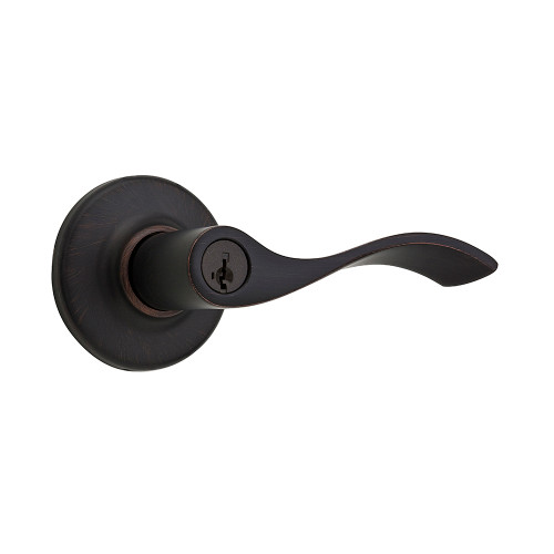 Kwikset Balboa Keyed Entry Lever Smartkey With 6-Way Adjustable Latch And Round Corner Strike, Venetian Bronze