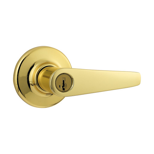 Kwikset Delta Keyed Entry Lever Smartkey With 6-Way Adjustable Latch And Round Corner Strike, Bright Polished Brass