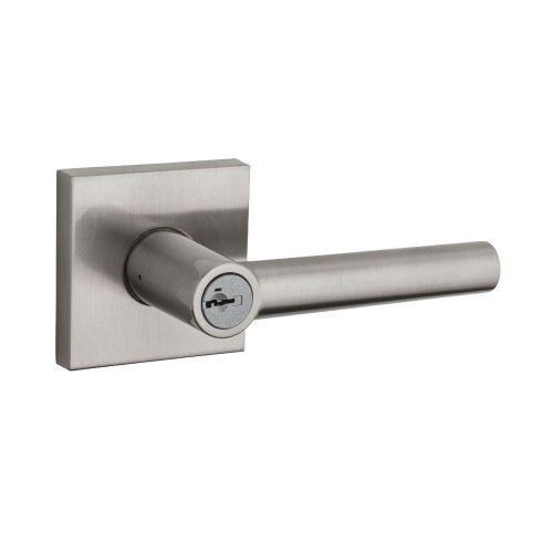 Kwikset Milan Keyed Entry Lever Smartkey With Square Rose, 6-Way Adjustable Latch And Round Corner Strike, Satin Nickel