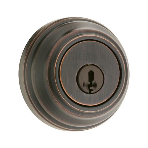 Kwikset 985 Double Cylinder Deadbolt, Round Rose, Smartkey, 6-Way Adjustable Latch, Round And Square Corner Strikes, Keyed Alike, Venetian Bronze