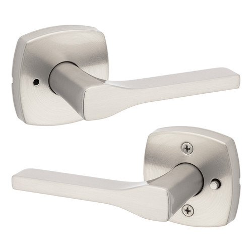 Kwikset Tripoli Privacy Lever With 6-Way Adjustable Latch And Round Corner Strike, Satin Nickel