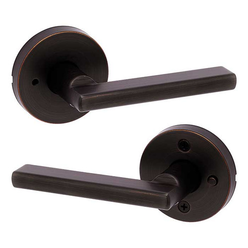 Kwikset Halifax Privacy Lever, Round Rose With 6-Way Adjustable Latch And Round Corner Strike, Venetian Bronze