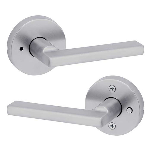 Kwikset Halifax Privacy Lever, Round Rose With 6-Way Adjustable Latch And Round Corner Strike, Satin Chrome