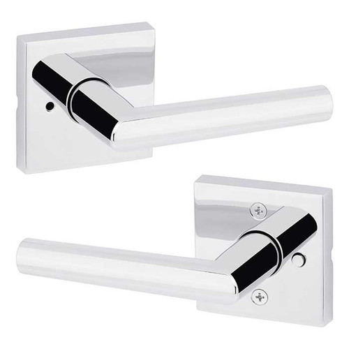 Kwikset Milan Privacy Lever, Square Rose With 6-Way Adjustable Latch And Round Corner Strike, Bright Polished Chrome