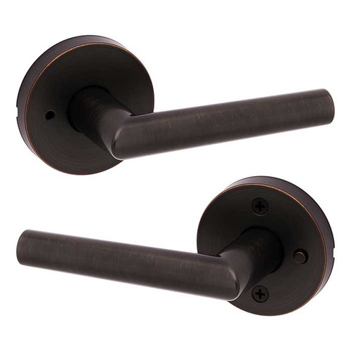 Kwikset Milan Privacy Lever, Round Rose With 6-Way Adjustable Latch And Round Corner Strike, Venetian Bronze