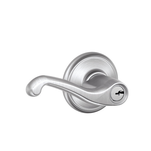 Schlage Residential F51A Flair Keyed Entry Lever Lock Function, Satin Chrome