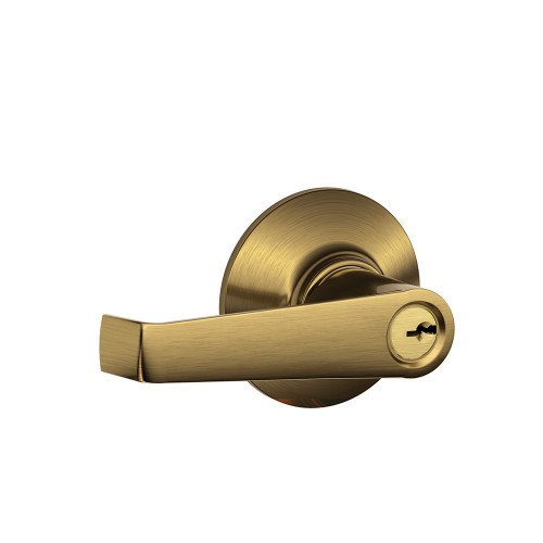 Schlage Residential F51A Elan Keyed Entry Lever Lock Function, Antique, Satin Brass Blackened
