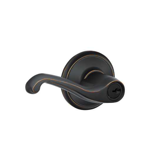 Schlage Residential F51A Flair Keyed Entry Lever Lock Function, Aged Bronze