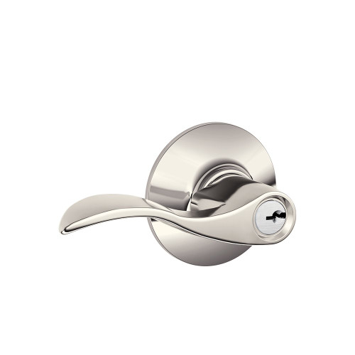 Schlage Residential F51A Accent Keyed Entry Lever Lock Function, Bright Polished Nickel