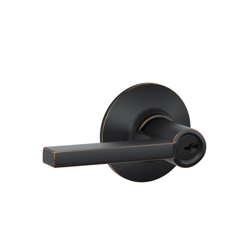 Schlage Residential F51A Latitude Keyed Entry Lever Lock Function, Aged Bronze