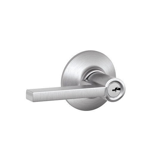 Schlage Residential F51A Latitude Keyed Entry Lever Lock Function, Satin Chrome