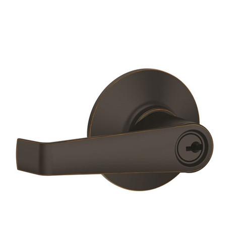 Schlage Residential F51A Elan Keyed Entry Lever Lock Function, Aged Bronze