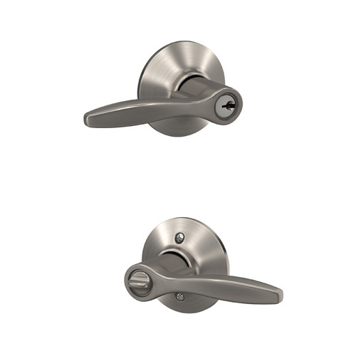 Schlage Residential F51A Delfayo Keyed Entry Lever Lock Function, Dual Option Springlatch, Adjustable Backset, Round Corner Full Lip Strike, Satin Nickel