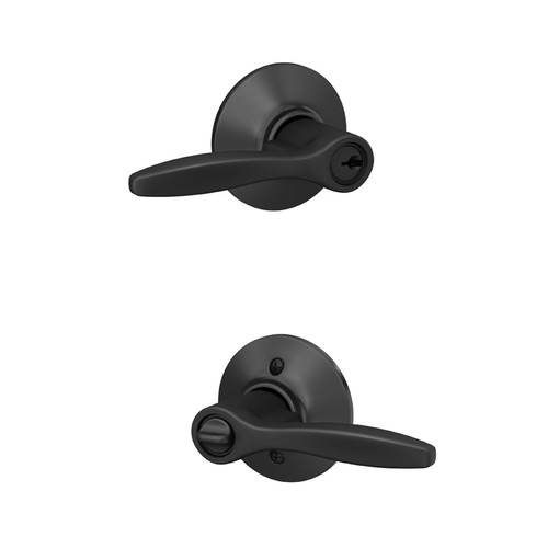 Schlage Residential F51A Delfayo Keyed Entry Lever Lock Function, Dual Option Springlatch, Adjustable Backset, Round Corner Full Lip Strike, Matte Black