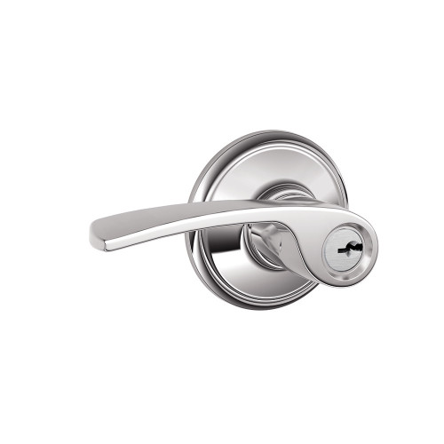 Schlage Residential F51A Merano Keyed Entry Lever Lock Function, Bright Polished Chrome