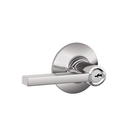 Schlage Residential F51A Latitude Keyed Entry Lever Lock Function, Bright Polished Chrome