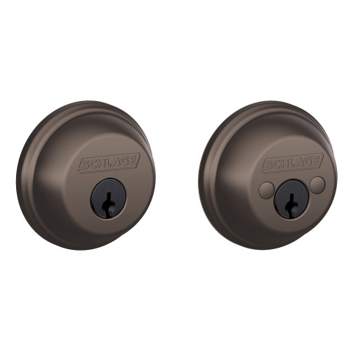 Schlage Residential B62 Double Cylinder Deadbolt, Dual Option Latch, Adjustable Backset, 1-1/8" X 2-3/4" Round Corner Strike, Oil Rubbed Dark Bronze