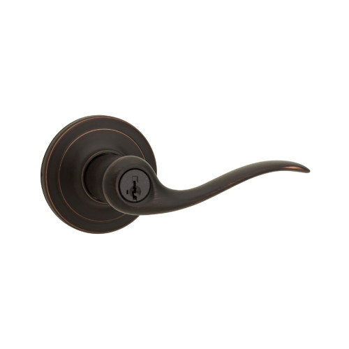 Kwikset Tustin Keyed Entry Lever Smartkey With 6-Way Adjustable Latch And Round Corner Strike, Venetian Bronze