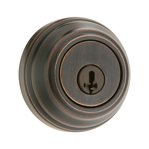 Kwikset 980 Single Cylinder Deadbolt X Thumbturn, Round Rose, Smartkey, 6-Way Adjustable Latch, Round And Square Corner Strikes, Keyed Alike, Venetian Bronze