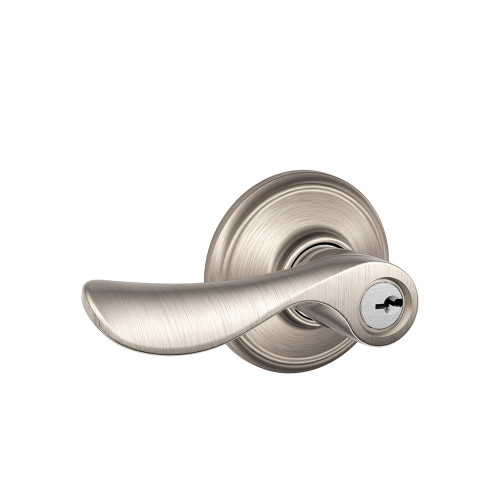Schlage Residential F51A Champagne Keyed Entry Lever Lock Function, Satin Nickel