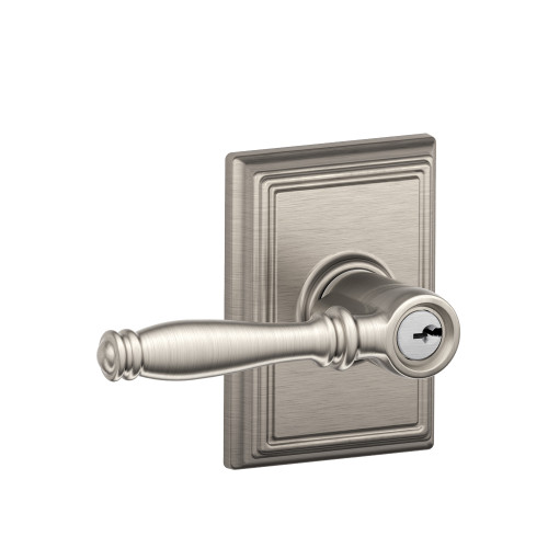 Schlage Residential F51A Birmingham Keyed Entry Lever Lock With Addison Trim Function, Decorative, Satin Nickel