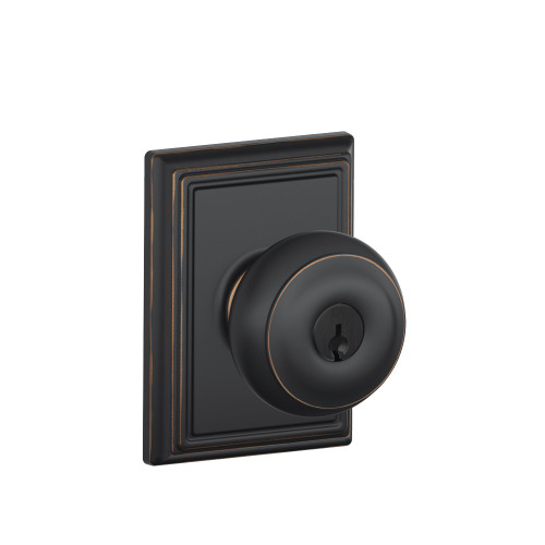 Schlage Residential F51A Georgian Keyed Entry Knob Lock With Addison Trim Function, Decorative, Aged Bronze