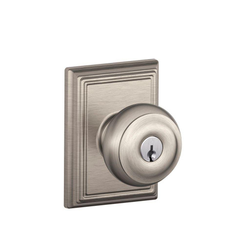 Schlage Residential F51A Georgian Keyed Entry Knob Lock With Addison Trim Function, Decorative, Satin Nickel