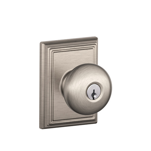 Schlage Residential F51A Plymouth Keyed Entry Knob Lock With Addison Trim Function, Decorative, Satin Nickel