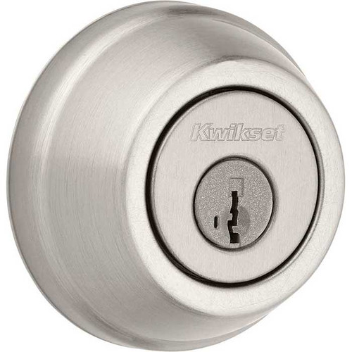 Kwikset 785 Double Cylinder Deadbolt, Smartkey, 6-Way Adjustable Latch, Round And Square Corner Strikes, Keyed Alike, Satin Nickel