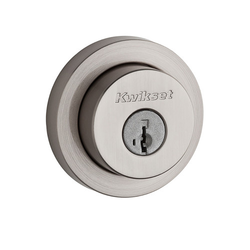 Kwikset Milan Double Cylinder Deadbolt, Round Rose, Smartkey, 6-Way Adjustable Latch, Round And Square Corner Strikes, Keyed Alike, Satin Nickel